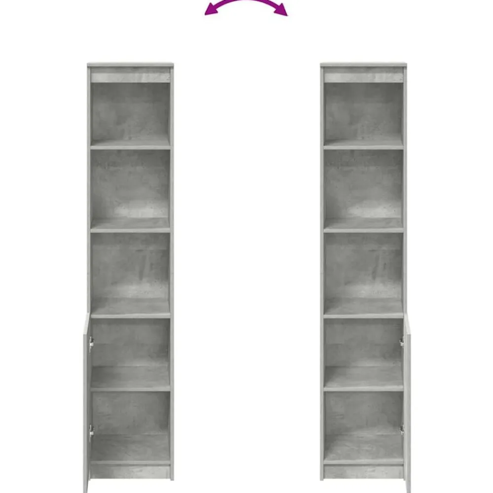 vidaXL Aparador alto gris hormigón 37,5x35x180 cm madera de ingeniería Gris hormigón Clearance