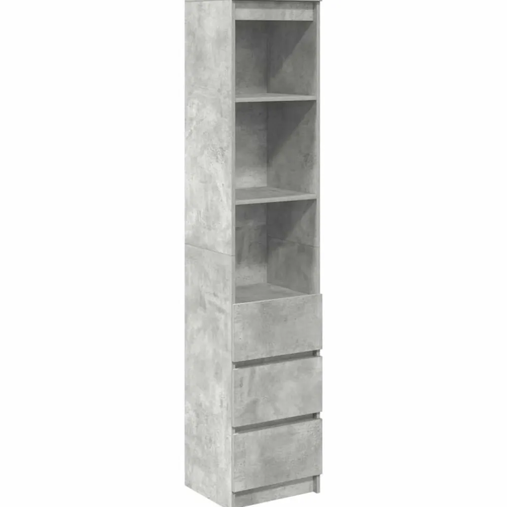 vidaXL Armarios Y Almacenamiento-Aparador alto gris hormigón 37,5x35x180 cm madera de ingeniería