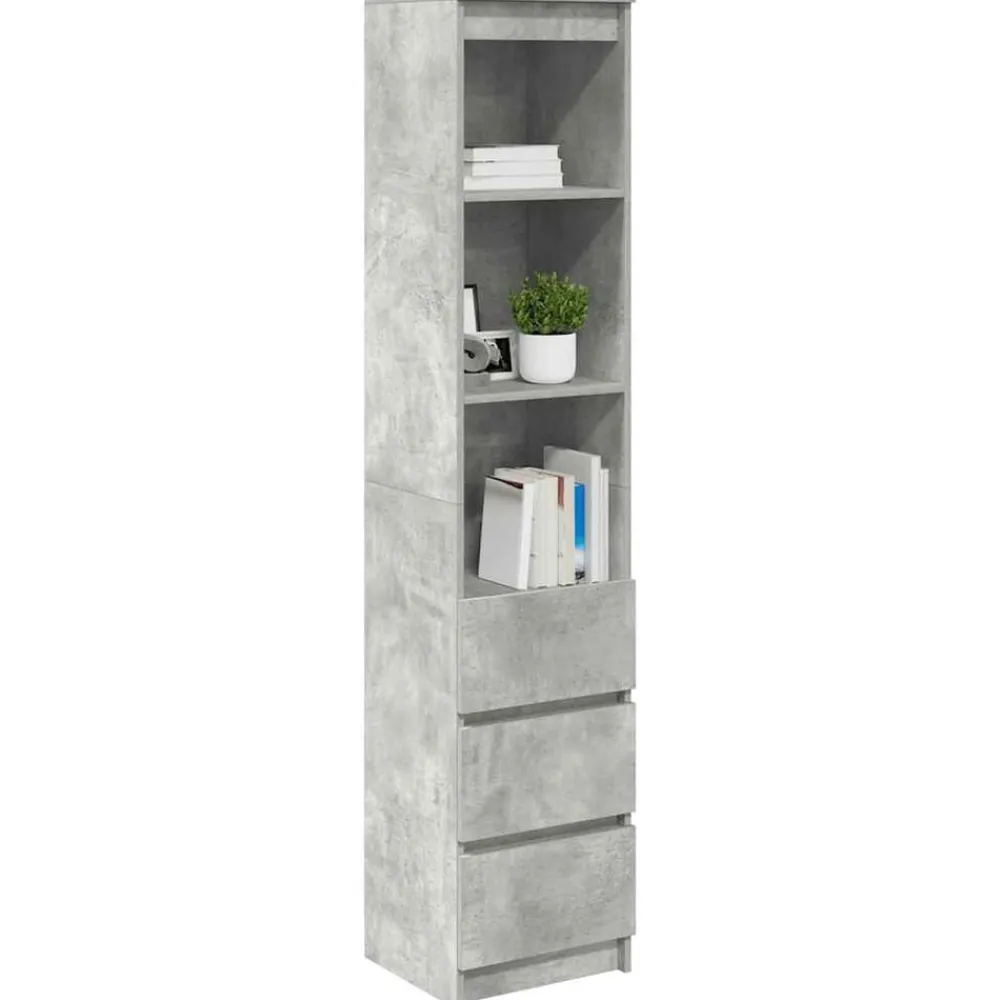 vidaXL Armarios Y Almacenamiento-Aparador alto gris hormigón 37,5x35x180 cm madera de ingeniería