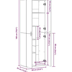 vidaXL Aparador alto madera de ingeniería 60x35x180 cm Roble Sonoma New