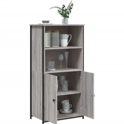 vidaXL Armarios Y Almacenamiento-Aparador alto madera contrachapada Sonoma gris 62x36x121,5 cm