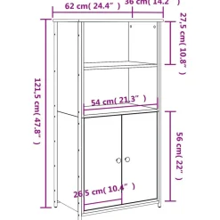 vidaXL Armarios Y Almacenamiento-Aparador alto madera contrachapada Sonoma gris 62x36x121,5 cm