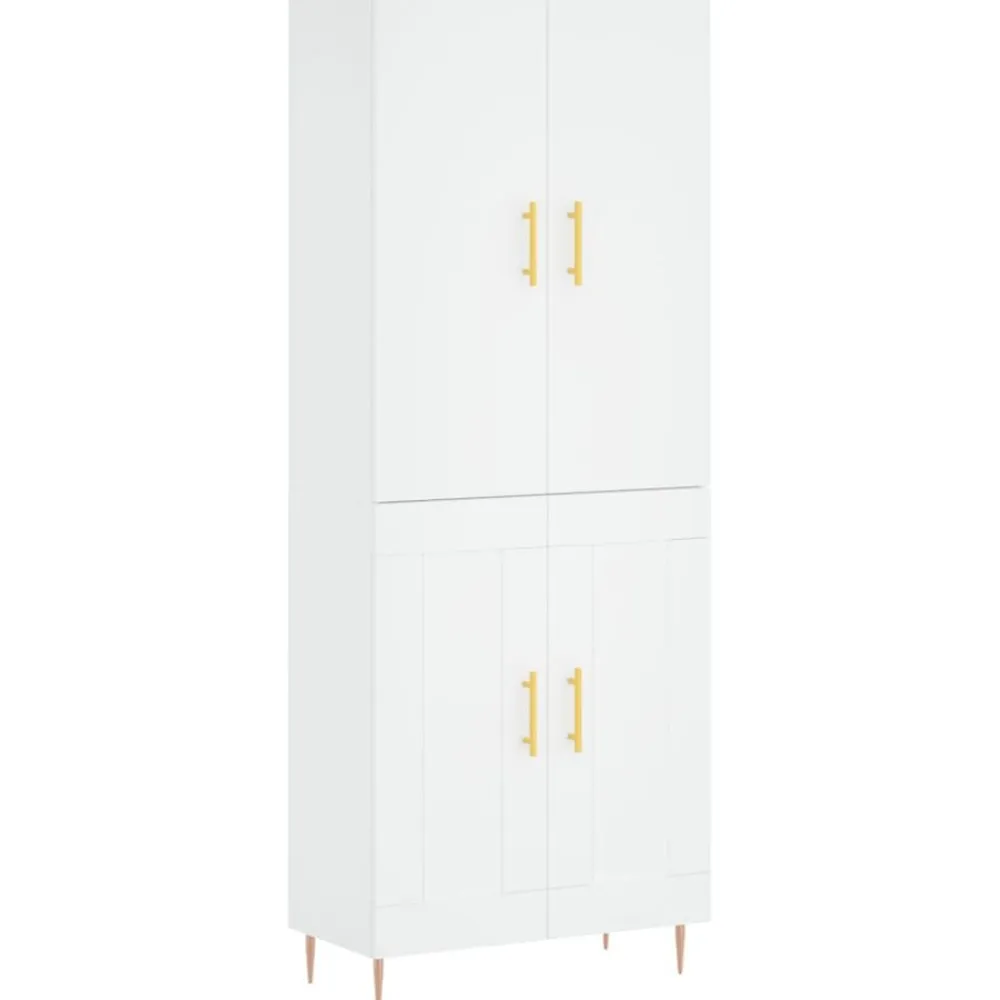 vidaXL Aparador alto madera contrachapada 69,5x34x180 cm Blanco Clearance