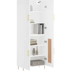 vidaXL Aparador alto madera contrachapada 69,5x34x180 cm Blanco Clearance