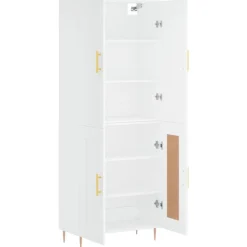 vidaXL Aparador alto madera contrachapada 69,5x34x180 cm Blanco Clearance