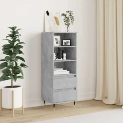 vidaXL Aparador alto madera contrachapada gris hormigón 40x36x110 cm Gris hormig&oacute;n Hot
