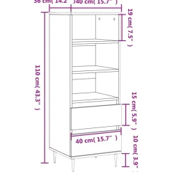vidaXL Aparador alto madera contrachapada gris hormigón 40x36x110 cm Gris hormigón Hot