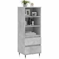 vidaXL Aparador alto madera contrachapada gris hormigón 40x36x110 cm Gris hormigón Hot