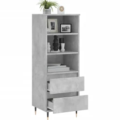 vidaXL Aparador alto madera contrachapada gris hormigón 40x36x110 cm Gris hormigón Hot