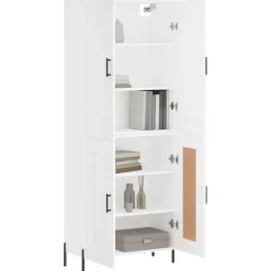 vidaXL Aparador alto madera contrachapada 69,5x34x180 cm Blanco Hot