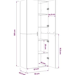 vidaXL Aparador alto madera de ingeniería 70x42,5x185 cm Roble Sonoma