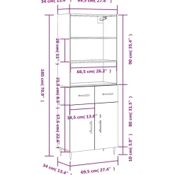 vidaXL Armarios Y Almacenamiento-Aparador alto madera contrachapada 69,5x34x180 cm