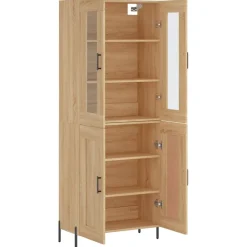 vidaXL Armarios Y Almacenamiento-Aparador alto madera contrachapada color roble 69,5x34x180 cm