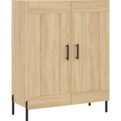 vidaXL Armarios Y Almacenamiento-Aparador alto madera contrachapada color roble 69,5x34x180 cm