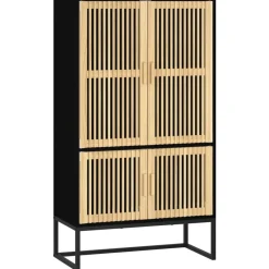 vidaXL Aparador alto madera contrachapada 70x35x125 cm Negro Best