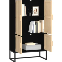 vidaXL Aparador alto madera contrachapada 70x35x125 cm Negro Best