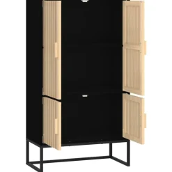 vidaXL Aparador alto madera contrachapada 70x35x125 cm Negro Best