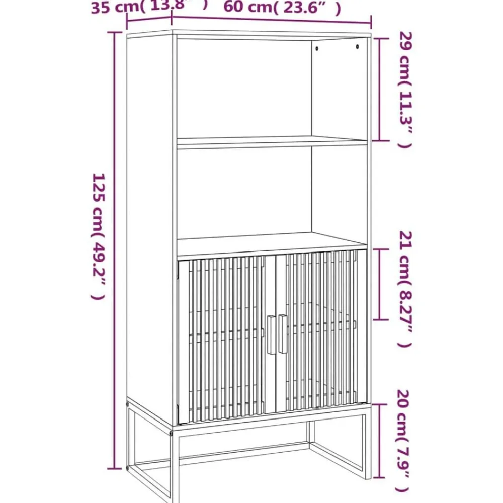 vidaXL Aparador alto madera contrachapada 60x35x125 cm Blanco Online