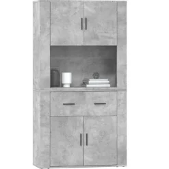 vidaXL Aparador alto madera contrachapada gris hormigón Gris hormigón Sale