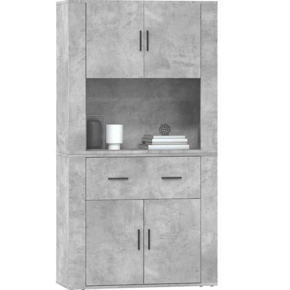 vidaXL Aparador alto madera contrachapada gris hormigón Gris hormigón Sale