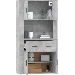 vidaXL Aparador alto madera contrachapada gris hormigón Gris hormigón Sale