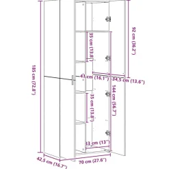 vidaXL Armarios Y Almacenamiento-Aparador alto madera de ingeniería 70x42,5x185 cm