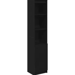 vidaXL Aparador alto roble 37,5x35x180 cm madera de ingeniería Negro Sale