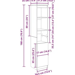 vidaXL Aparador alto roble 37,5x35x180 cm madera de ingeniería Negro Sale