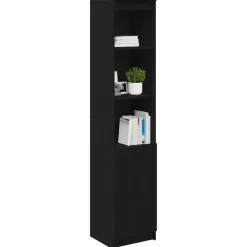 vidaXL Aparador alto roble 37,5x35x180 cm madera de ingeniería Negro Sale