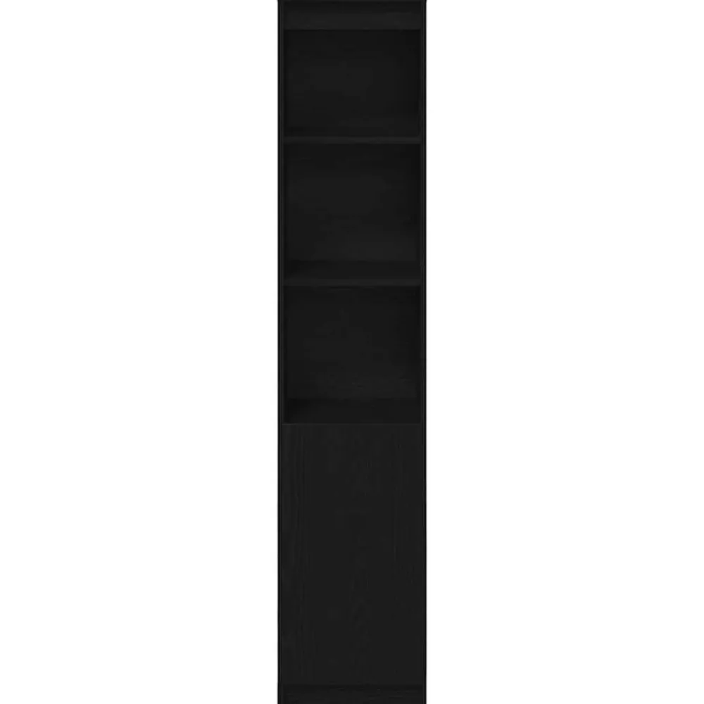 vidaXL Aparador alto roble 37,5x35x180 cm madera de ingeniería Negro Sale
