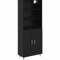 vidaXL Aparador alto 69,5 x 34 x 180 cm Roble negro New