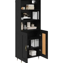 vidaXL Aparador alto 69,5 x 34 x 180 cm Roble negro New