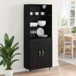 vidaXL Aparador alto 69,5 x 34 x 180 cm Roble negro New