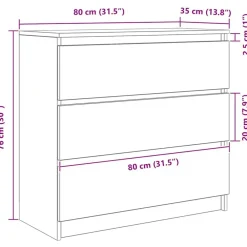 vidaXL Aparador Artisan Roble 80x35x76 cm Madera de ingeniería Roble artisan Clearance