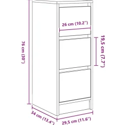 vidaXL Armarios Y Almacenamiento-Aparador 29,5x34x76 cm madera de ingeniería