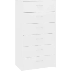 vidaXL Aparador con 6 cajones madera contrachapada 50x34x96 cm Blanco Discount