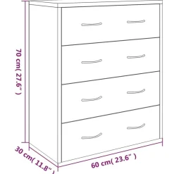 vidaXL Armarios Y Almacenamiento-Aparador con 4 cajones gris hormigón 60x30,5x71 cm