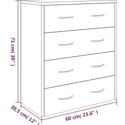 vidaXL Armarios Y Almacenamiento-Aparador con 4 cajones 60x30,5x71 cm