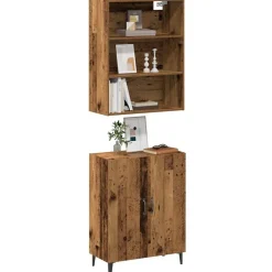 vidaXL Armarios Y Almacenamiento-Aparador con armario de pared madera antigua madera ingeniería