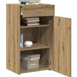 vidaXL Aparador con cajón Roble artesanal 50 x 42,5 x 93 cm Roble artisan Discount