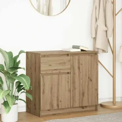 vidaXL Aparador con cajón roble artesanal 71x35x65cm madera ingeniería Roble artisan Sale