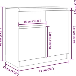 vidaXL Aparador con cajón roble artesanal 71x35x65cm madera ingeniería Roble artisan Sale