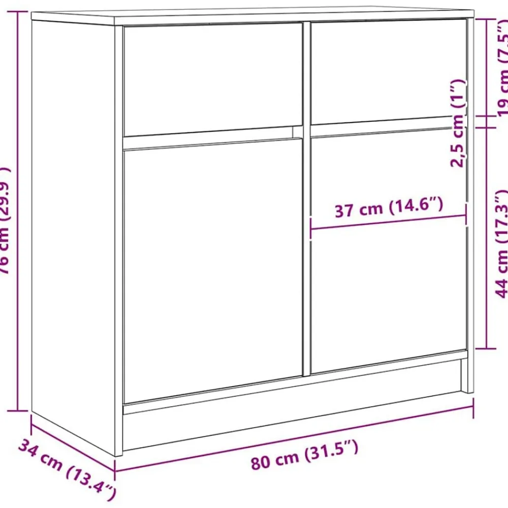 vidaXL Aparador con cajón 80x34x76 cm madera ingeniería Roble Sonoma Clearance
