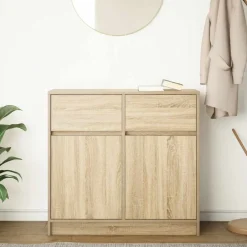 vidaXL Aparador con cajón 80x34x76 cm madera ingeniería Roble Sonoma Clearance