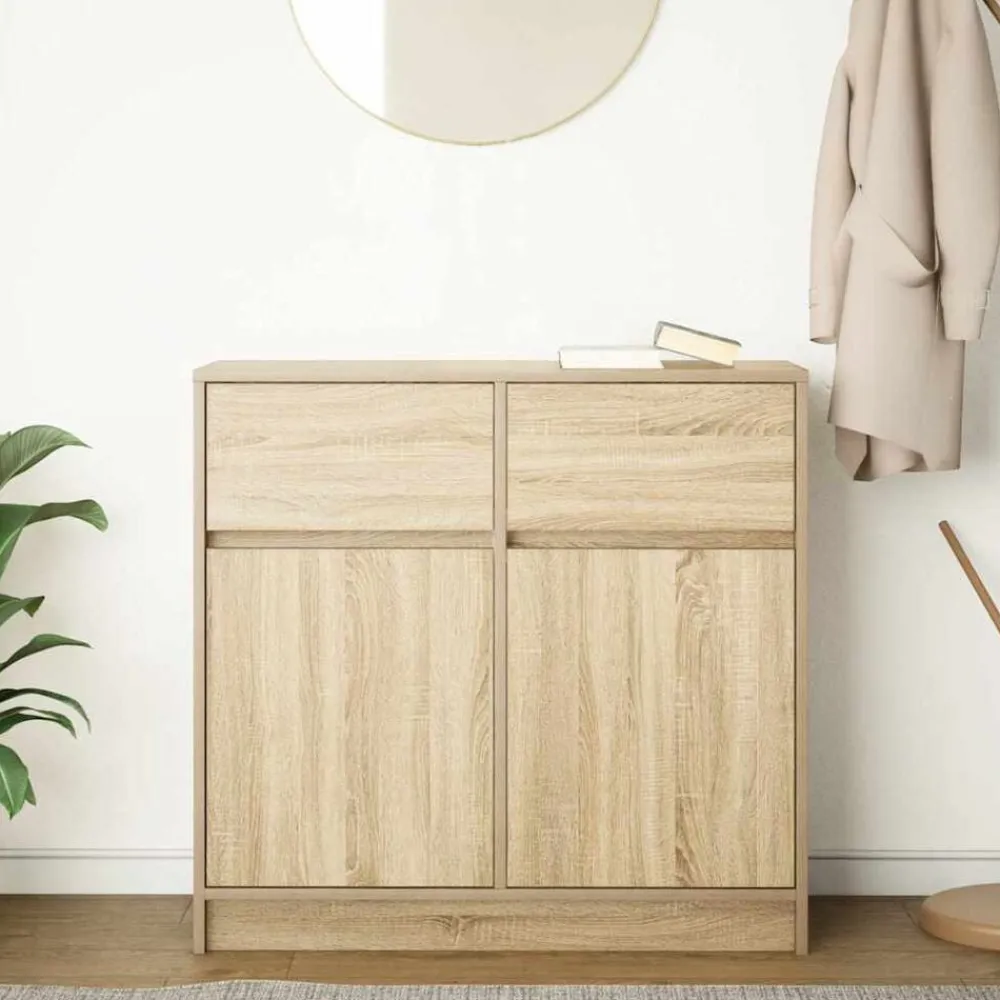 vidaXL Aparador con cajón 80x34x76 cm madera ingeniería Roble Sonoma Clearance