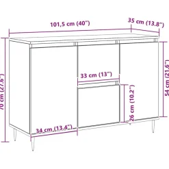vidaXL Armarios Y Almacenamiento-Aparador con cajón Roble artesanal 101,5 x 35 x 70 cm