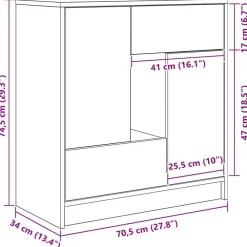 vidaXL Armarios Y Almacenamiento-Aparador con cajones y puertas 70,5x34x74,5 cm