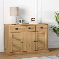 vidaXL Armarios Y Almacenamiento-Aparador con cajones VIGO madera maciza pino 113x40x75 cm