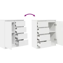 vidaXL Aparador con cajones 71x35x84 cm madera de ingeniería Blanco Hot
