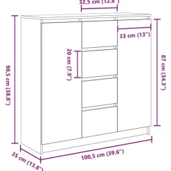 vidaXL Aparador con cajones madera vieja 100,5x35x98,5 cm Madera antigua Hot